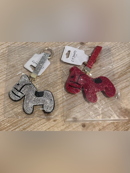 Accessories - Rhinestone Silver or Red Horse Keychain Charm. PICK ONE